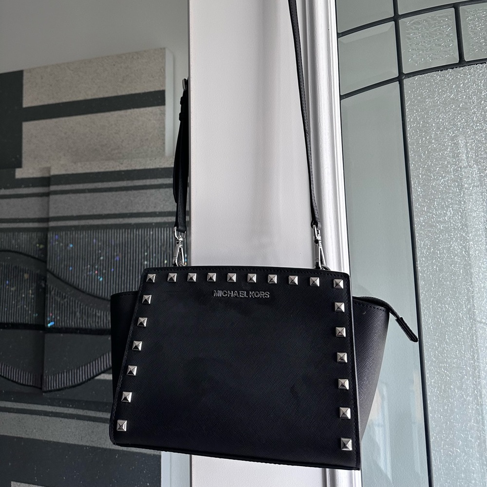 Michael Kors Black Studded Crossbody Purse